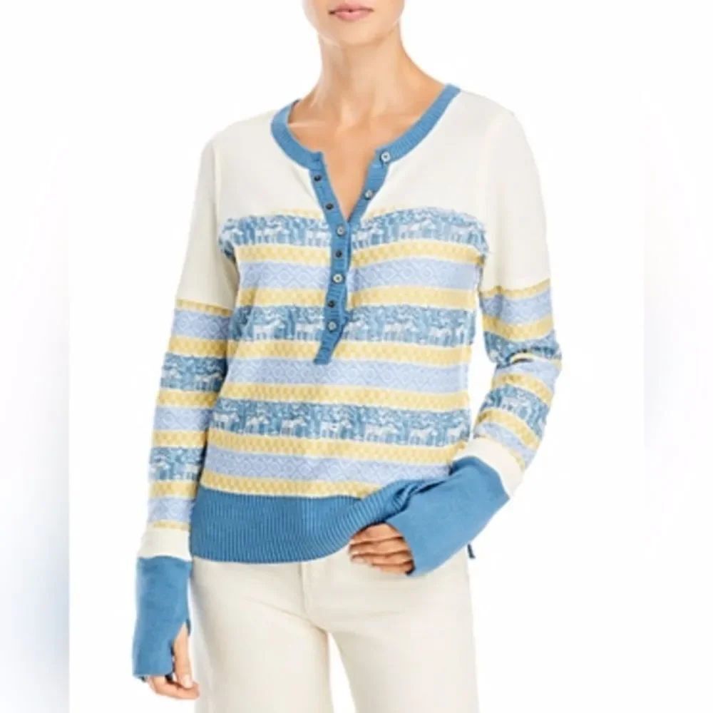 We The Free Multicolor To The Woods Long Sleeve Knit Stripe Top Size S